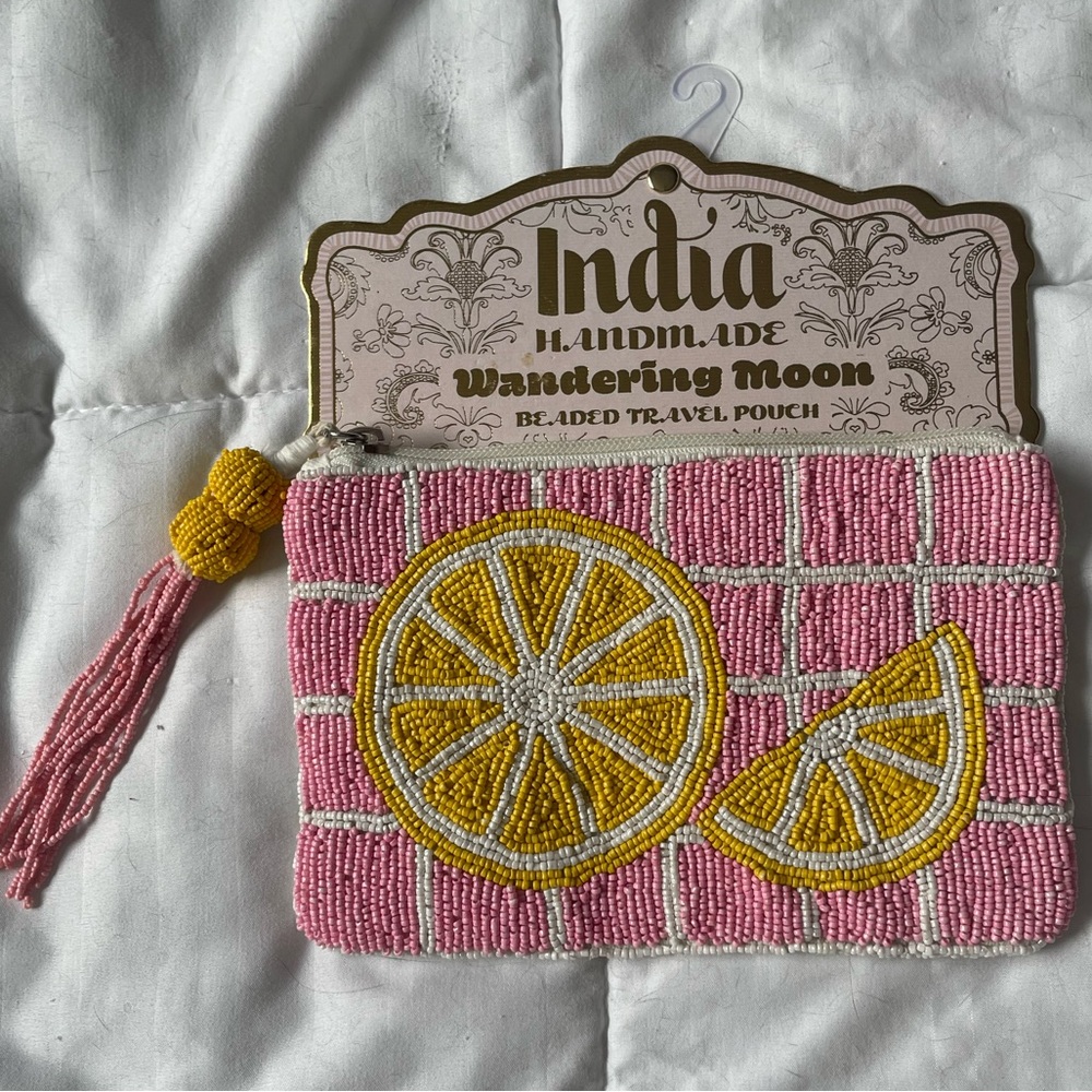 NWT Viral TikTok Lemon Beaded Travel Pouch - Made in India - Marshalls + TJ Maxx